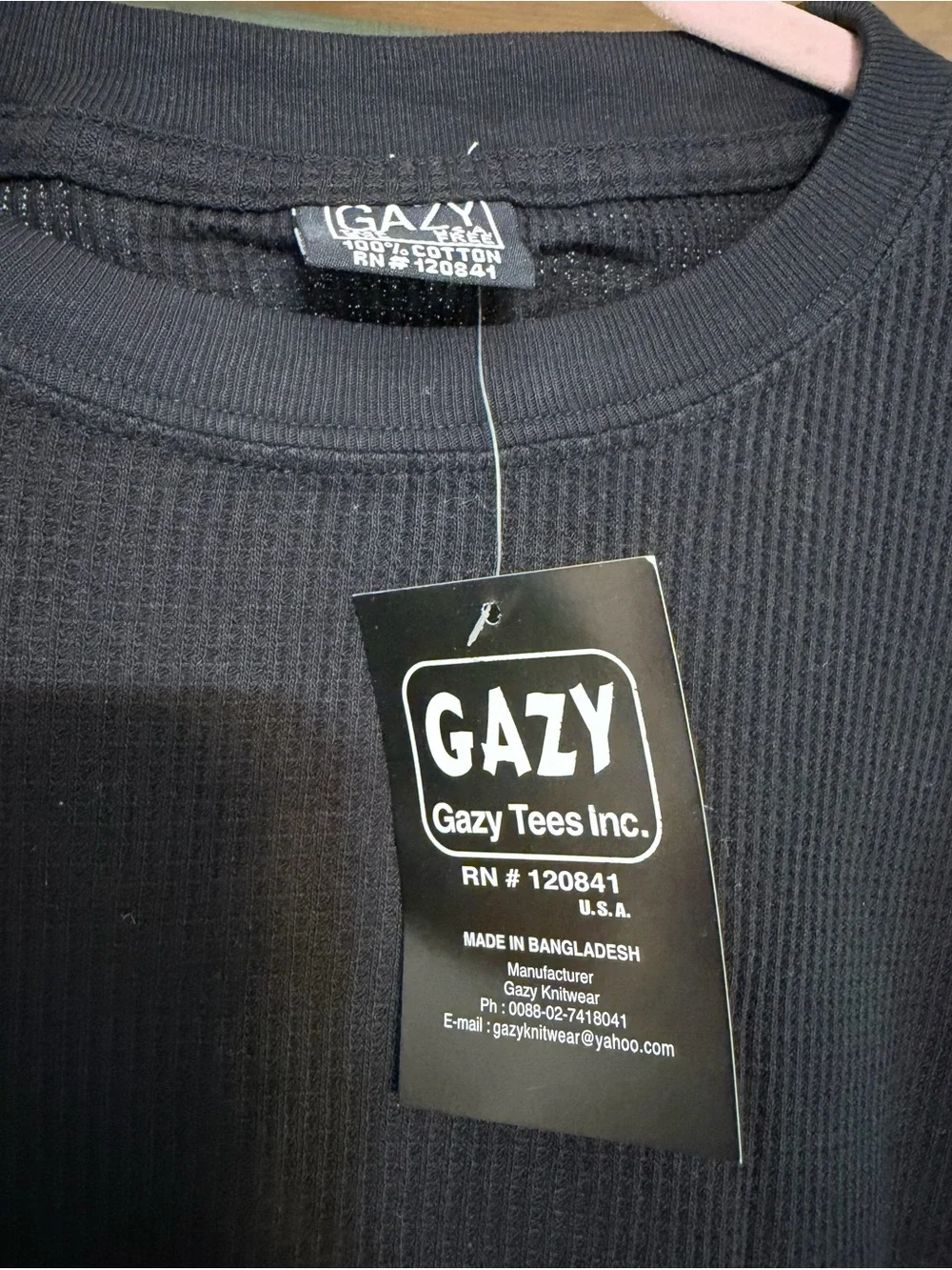 Men’sTall  Black Waffle Long-Sleeve Shirt